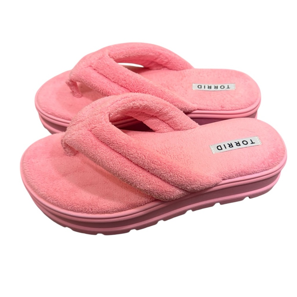 Torrid Pink Plush Platform Chunky Flip Flop Sandals 11WW